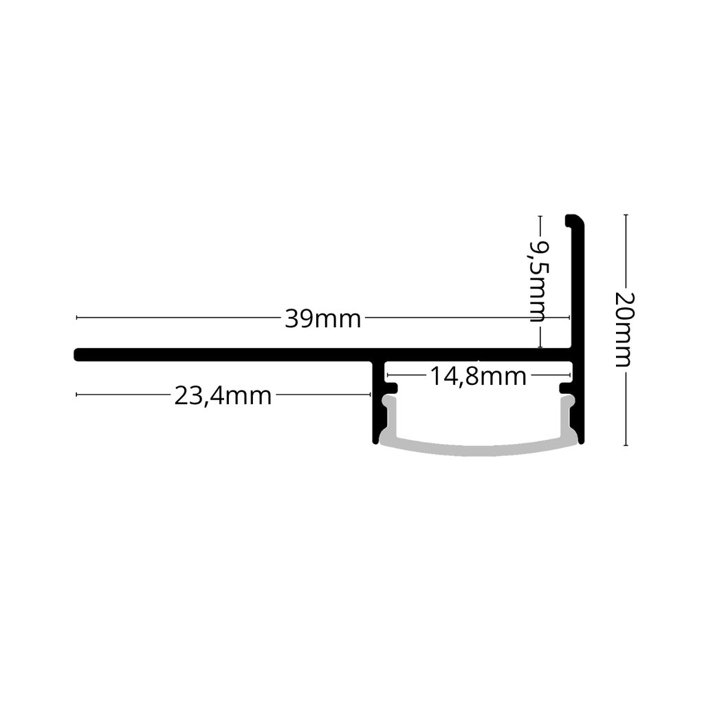 TILE EDGE LP407CH – rozměry 39 × 20 mm